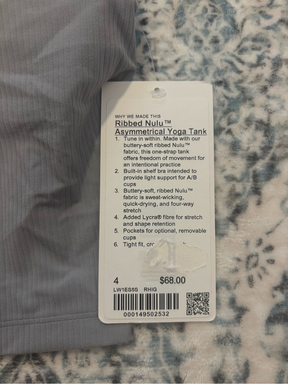 lululemon athletica Ribbed Nulu Asymmetrical Yoga Tank Top Size 4 - Picture 2 of 3